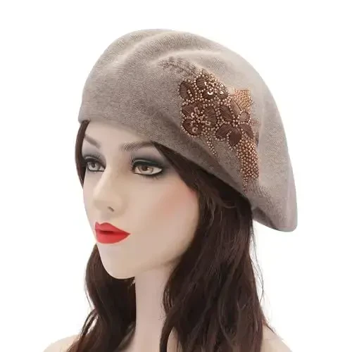 ZLYC Womens French Beret Hat Reversible Knitted Thickened Warm Cap for Ladies Girls - 2