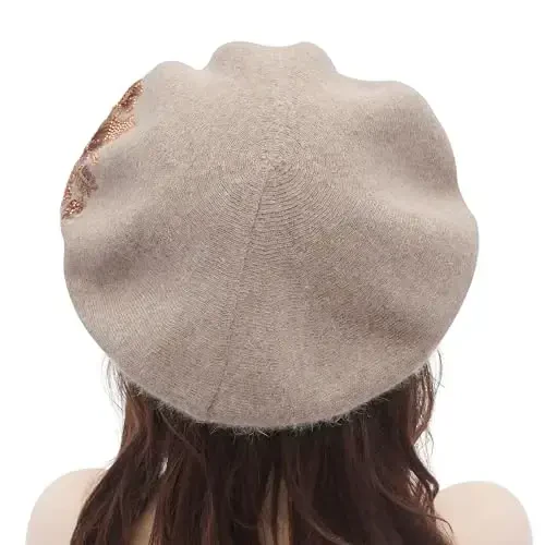 ZLYC Womens French Beret Hat Reversible Knitted Thickened Warm Cap for Ladies Girls - 3