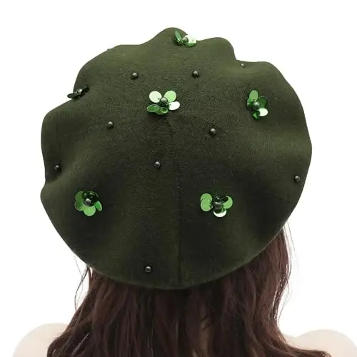 ZLYC Womens French Beret Hat Reversible Knitted Thickened Warm Cap for Ladies Girls - 3