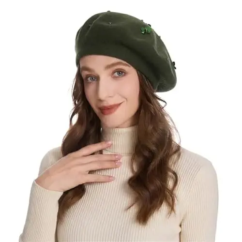 ZLYC Womens French Beret Hat Reversible Knitted Thickened Warm Cap for Ladies Girls - 3