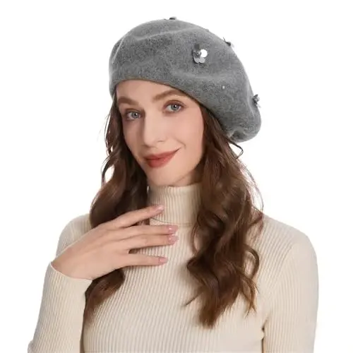 ZLYC Womens French Beret Hat Reversible Knitted Thickened Warm Cap for Ladies Girls - 3