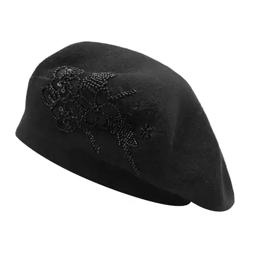 ZLYC Womens French Beret Hat Reversible Knitted Thickened Warm Cap for Ladies Girls 