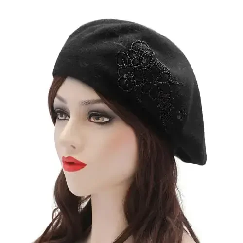 ZLYC Womens French Beret Hat Reversible Knitted Thickened Warm Cap for Ladies Girls - ZLYC (1)