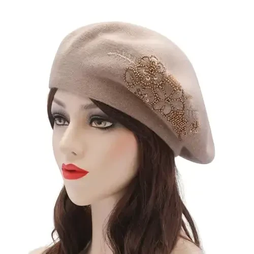 ZLYC Womens French Beret Hat Reversible Knitted Thickened Warm Cap for Ladies Girls - 2