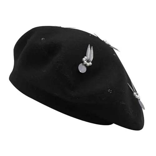 ZLYC Womens French Beret Hat Reversible Knitted Thickened Warm Cap for Ladies Girls 