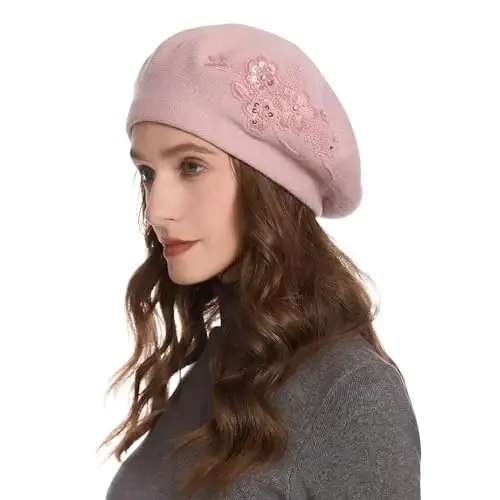 ZLYC Womens French Beret Hat Reversible Knitted Thickened Warm Cap for Ladies Girls - 3