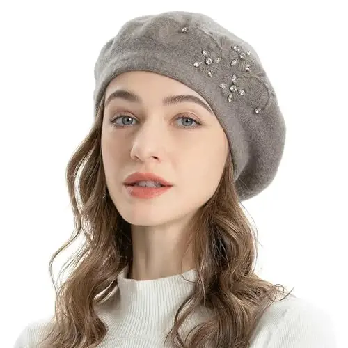 ZLYC Womens French Beret hat, Reversible Solid Color Mosaic Warm Beret Cap for Girls - 3