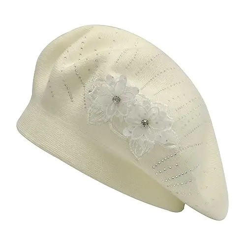 ZLYC Womens French Beret hat, Reversible Solid Color CasModazoneere Mosaic Warm Beret Cap for Girls - ZLYC