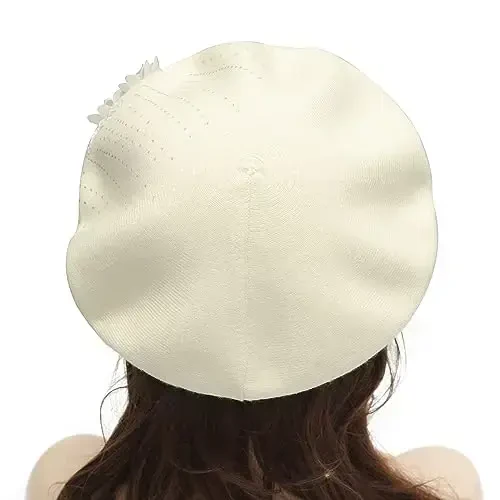ZLYC Womens French Beret hat, Reversible Solid Color CasModazoneere Mosaic Warm Beret Cap for Girls - 3
