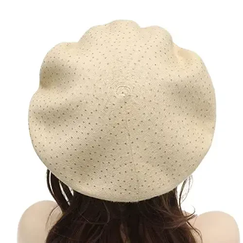 ZLYC Womens French Beret hat, Reversible Solid Color CasModazoneere Mosaic Warm Beret Cap for Girls - 3