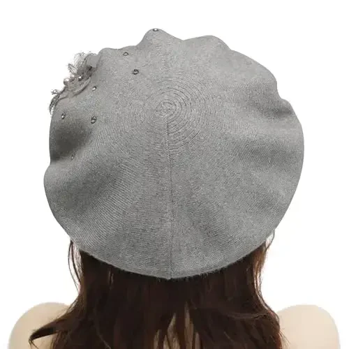 ZLYC Womens French Beret hat, Reversible Solid Color CasModazoneere Mosaic Warm Beret Cap for Girls - 3