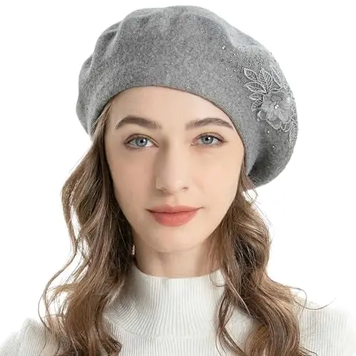 ZLYC Womens French Beret hat, Reversible Solid Color CasModazoneere Mosaic Warm Beret Cap for Girls - 1