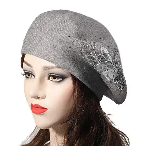 ZLYC Womens French Beret hat, Reversible Solid Color CasModazoneere Mosaic Warm Beret Cap for Girls - 2