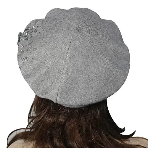 ZLYC Womens French Beret hat, Reversible Solid Color CasModazoneere Mosaic Warm Beret Cap for Girls - 3