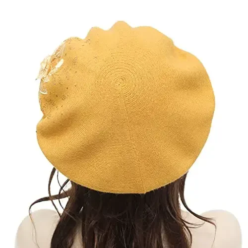 ZLYC Womens French Beret hat, Reversible Solid Color CasModazoneere Mosaic Warm Beret Cap for Girls - 3