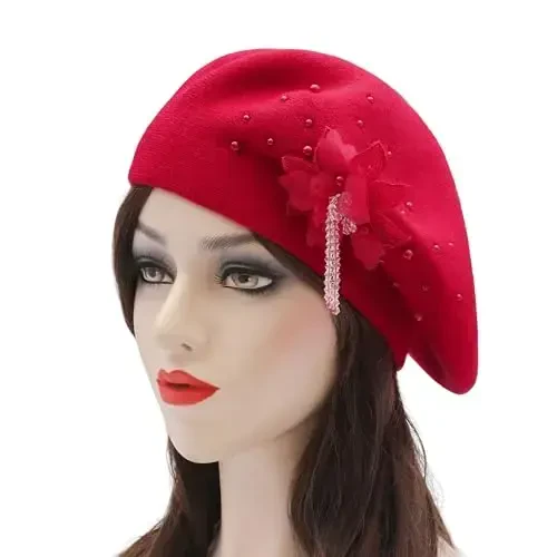 ZLYC Womens French Beret hat, Reversible Solid Color CasModazoneere Mosaic Warm Beret Cap for Girls - 2