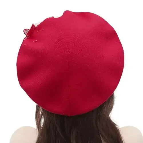 ZLYC Womens French Beret hat, Reversible Solid Color CasModazoneere Mosaic Warm Beret Cap for Girls - 3