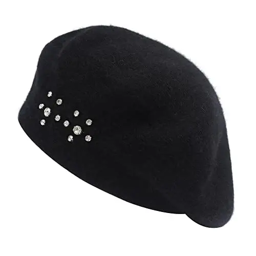 ZLYC Womens French Beret hat, Reversible Solid Color CasModazoneere Mosaic Warm Beret Cap for Girls - ZLYC