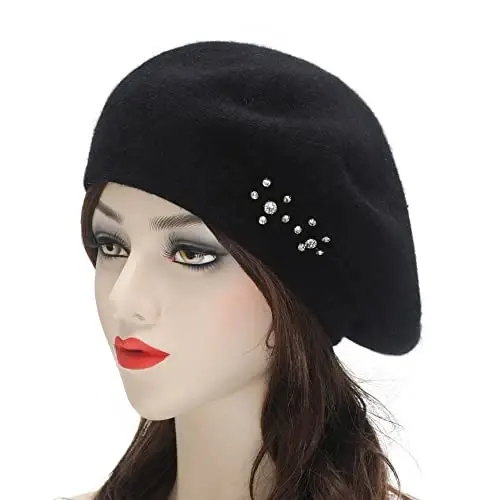 ZLYC Womens French Beret hat, Reversible Solid Color CasModazoneere Mosaic Warm Beret Cap for Girls - ZLYC (1)