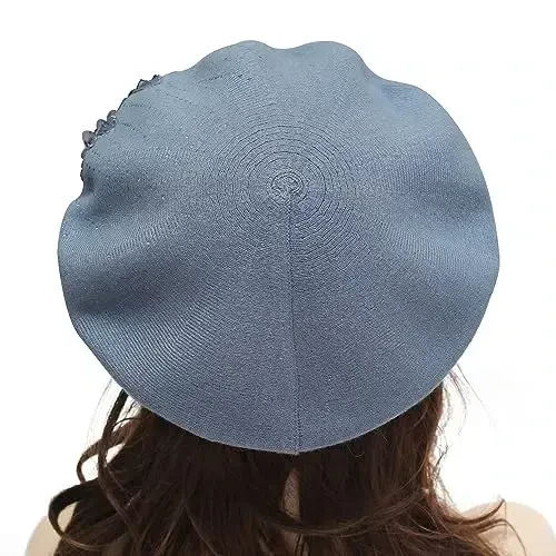 ZLYC Womens French Beret hat, Reversible Solid Color CasModazoneere Mosaic Warm Beret Cap for Girls - 3