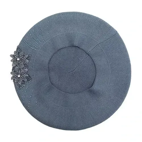 ZLYC Womens French Beret hat, Reversible Solid Color CasModazoneere Mosaic Warm Beret Cap for Girls - 4