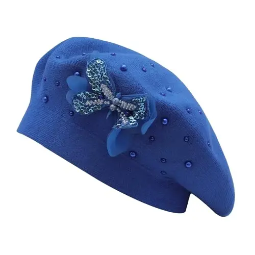 ZLYC Womens French Beret hat, Reversible Solid Color CasModazoneere Mosaic Warm Beret Cap for Girls 