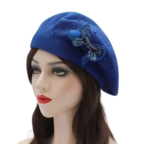 ZLYC Womens French Beret hat, Reversible Solid Color CasModazoneere Mosaic Warm Beret Cap for Girls - 2