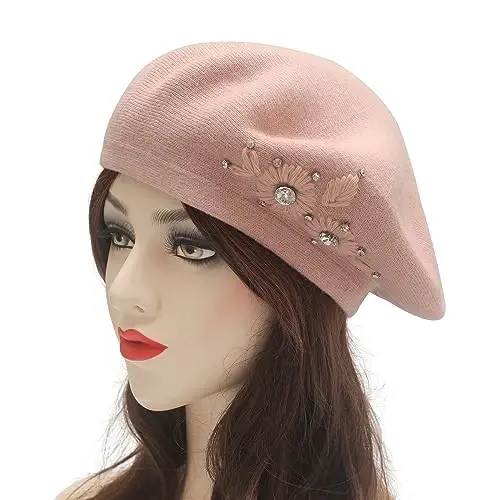 ZLYC Womens French Beret hat, Reversible Solid Color CasModazoneere Mosaic Warm Beret Cap for Girls - 2