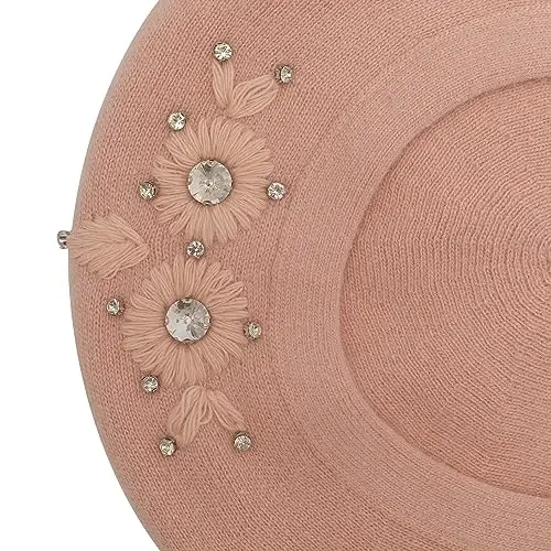 ZLYC Womens French Beret hat, Reversible Solid Color CasModazoneere Mosaic Warm Beret Cap for Girls - 6