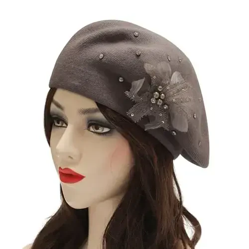 ZLYC Womens French Beret hat, Reversible Solid Color CasModazoneere Mosaic Warm Beret Cap for Girls - ZLYC (1)