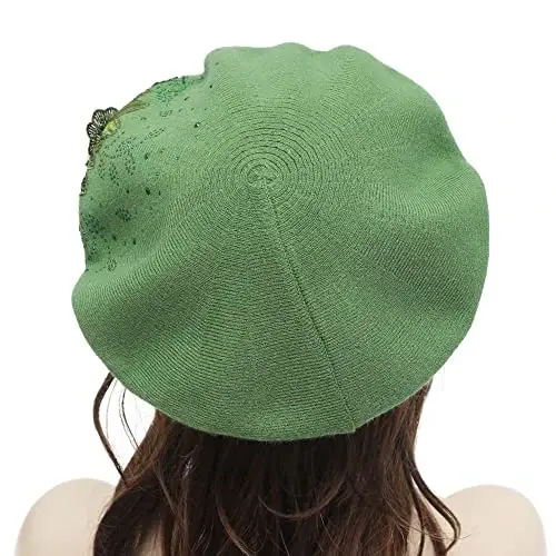 ZLYC Womens French Beret hat, Reversible Solid Color CasModazoneere Mosaic Warm Beret Cap for Girls - 3