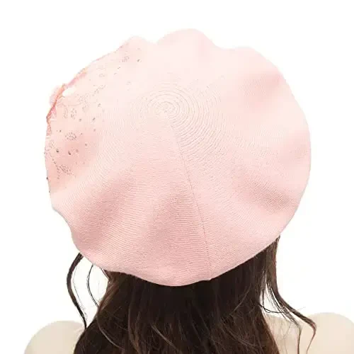 ZLYC Womens French Beret hat, Reversible Solid Color CasModazoneere Mosaic Warm Beret Cap for Girls - 3