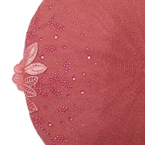 ZLYC Womens French Beret hat, Reversible Solid Color Mosaic Warm Beret Cap for Girls - 6