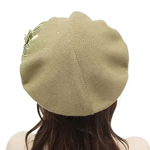 ZLYC Womens French Beret hat, Reversible Solid Color CasModazoneere Mosaic Warm Beret Cap for Girls - 3