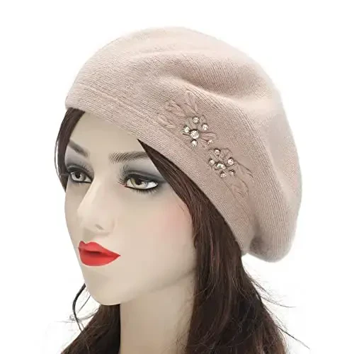 ZLYC Womens French Beret hat, Reversible Solid Color CasModazoneere Mosaic Warm Beret Cap for Girls - 2