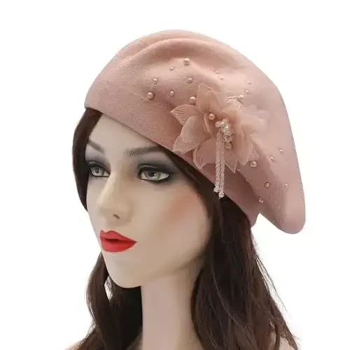 ZLYC Womens French Beret hat, Reversible Solid Color CasModazoneere Mosaic Warm Beret Cap for Girls - 2