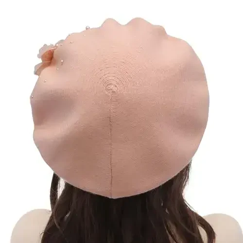 ZLYC Womens French Beret hat, Reversible Solid Color CasModazoneere Mosaic Warm Beret Cap for Girls - 3