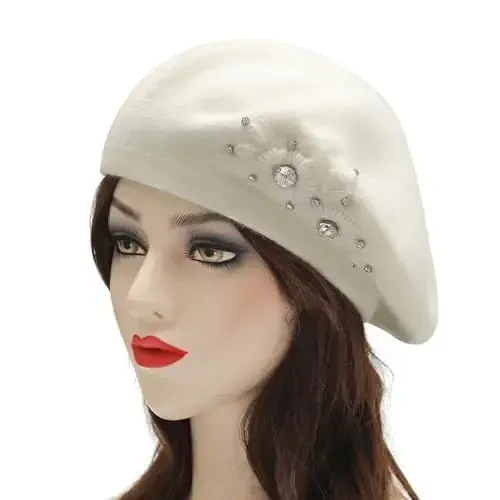 ZLYC Womens French Beret hat, Reversible Solid Color CasModazoneere Mosaic Warm Beret Cap for Girls - 2