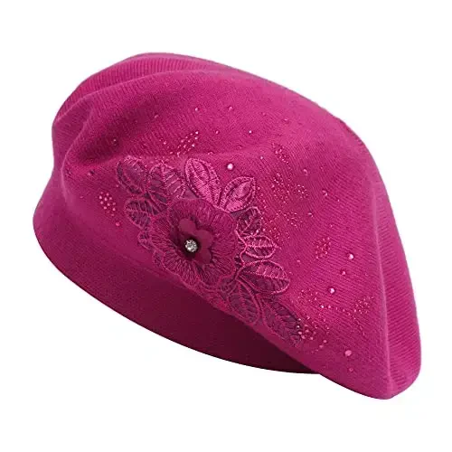 ZLYC Womens French Beret hat, Reversible Solid Color CasModazoneere Mosaic Warm Beret Cap for Girls - ZLYC