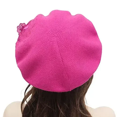 ZLYC Womens French Beret hat, Reversible Solid Color CasModazoneere Mosaic Warm Beret Cap for Girls - 3