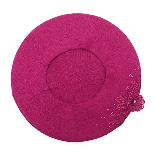 ZLYC Womens French Beret hat, Reversible Solid Color CasModazoneere Mosaic Warm Beret Cap for Girls - 5