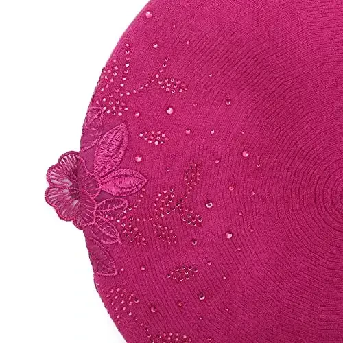 ZLYC Womens French Beret hat, Reversible Solid Color CasModazoneere Mosaic Warm Beret Cap for Girls - 6