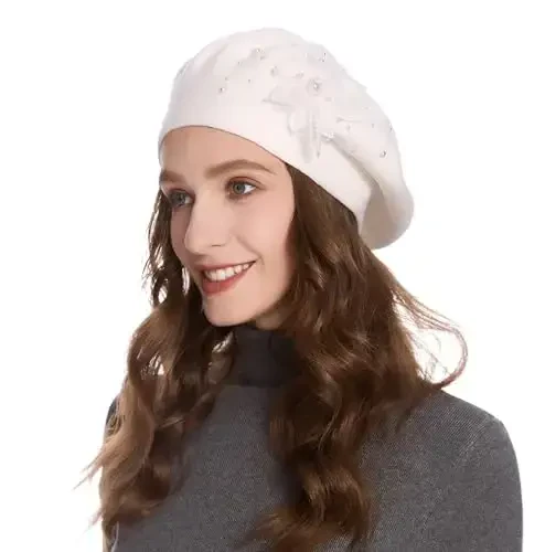ZLYC Womens French Beret hat, Reversible Solid Color CasModazoneere Mosaic Warm Beret Cap for Girls - ZLYC