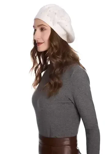 ZLYC Womens French Beret hat, Reversible Solid Color CasModazoneere Mosaic Warm Beret Cap for Girls - 4