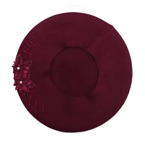 ZLYC Womens French Beret hat, Reversible Solid Color CasModazoneere Mosaic Warm Beret Cap for Girls 