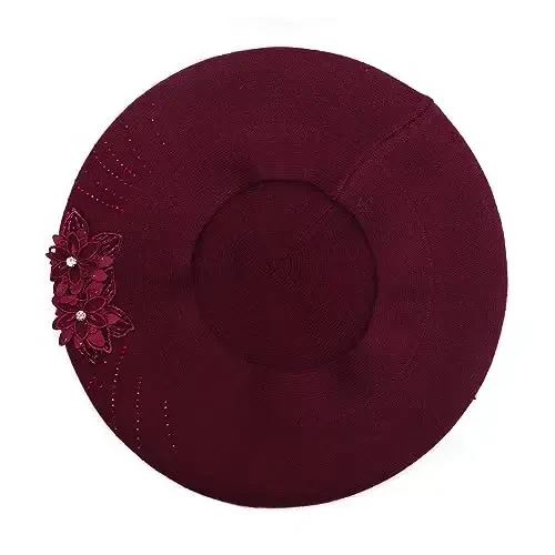 ZLYC Womens French Beret hat, Reversible Solid Color CasModazoneere Mosaic Warm Beret Cap for Girls - 4