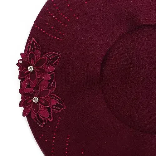 ZLYC Womens French Beret hat, Reversible Solid Color CasModazoneere Mosaic Warm Beret Cap for Girls - 6