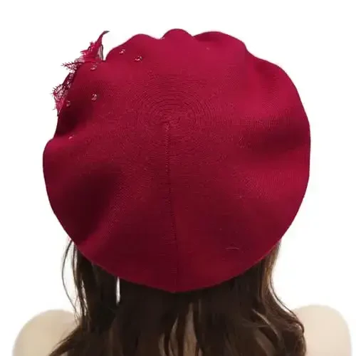 ZLYC Womens French Beret hat, Reversible Solid Color CasModazoneere Mosaic Warm Beret Cap for Girls - 3