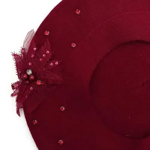 ZLYC Womens French Beret hat, Reversible Solid Color CasModazoneere Mosaic Warm Beret Cap for Girls - 4