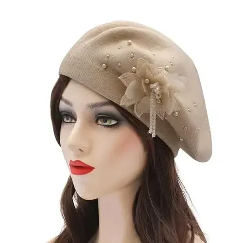 ZLYC Womens French Beret hat, Reversible Solid Color CasModazoneere Mosaic Warm Beret Cap for Girls - 2